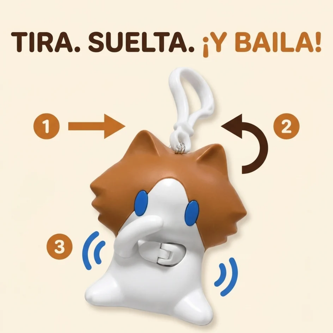 Llavero de gato bailarín antiestrés